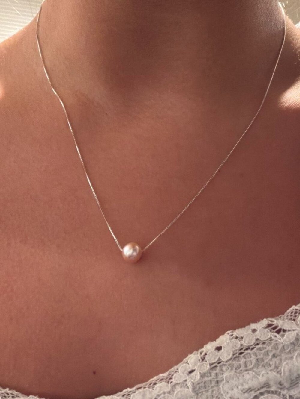 Pink Freshwater Pearl Sterling Silver Necklace